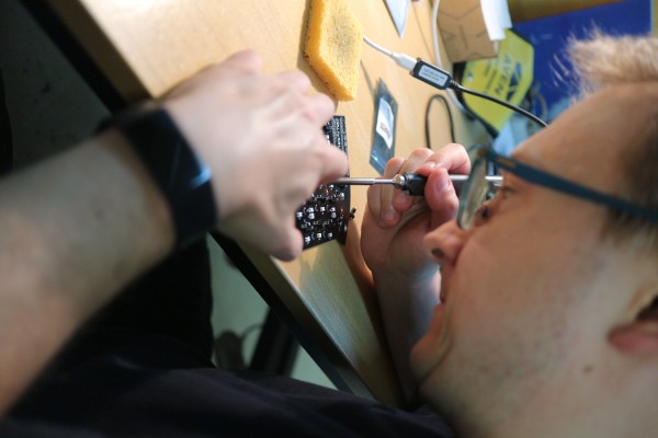 A picture of me soldering.